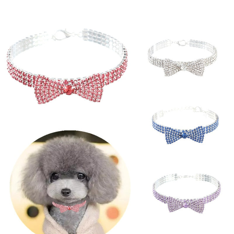 Rhinestone Bowknot Dog Cat Collar