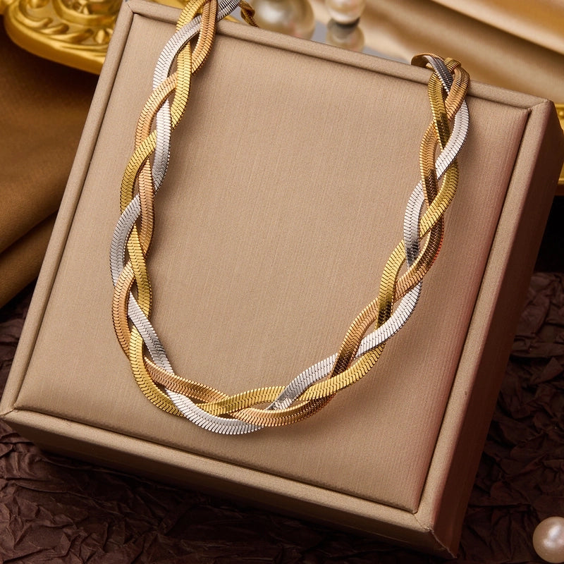 Elegant Minimalist Geometric Flower Bow Knot Titanium Steel Plating Pendant Necklace