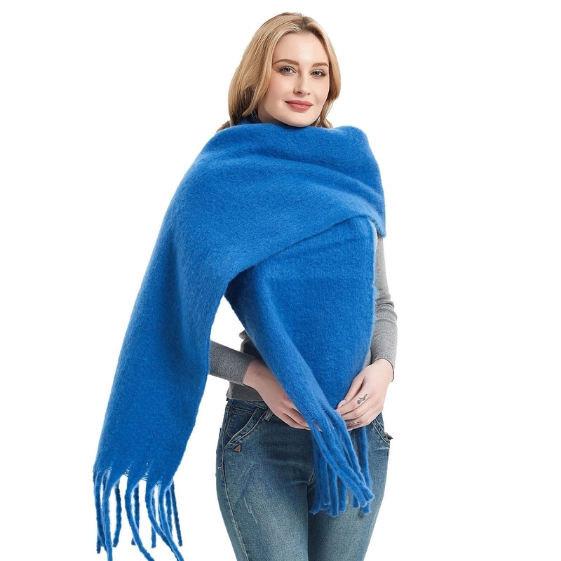 Autumn And Winter New Women's Shawl Long Tassel Thick Grass Green Thick Solid Color Scarf Multi-color Optional