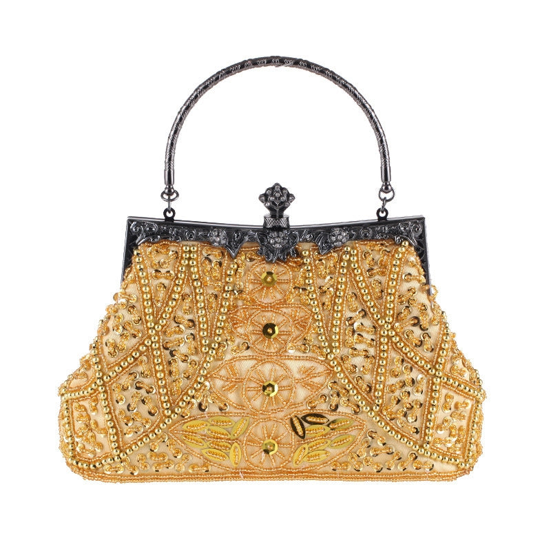 Beige Polyester Geometric Square Evening Bags