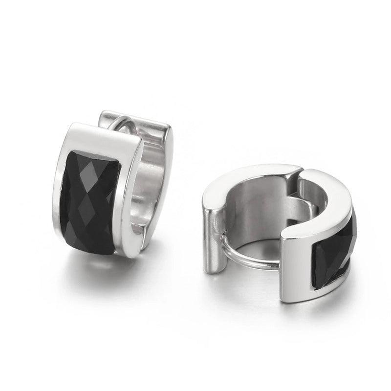 1 Pair Minimalist U Shape Plating Inlay Titanium Steel Glass 18K Gold Plated Earrings