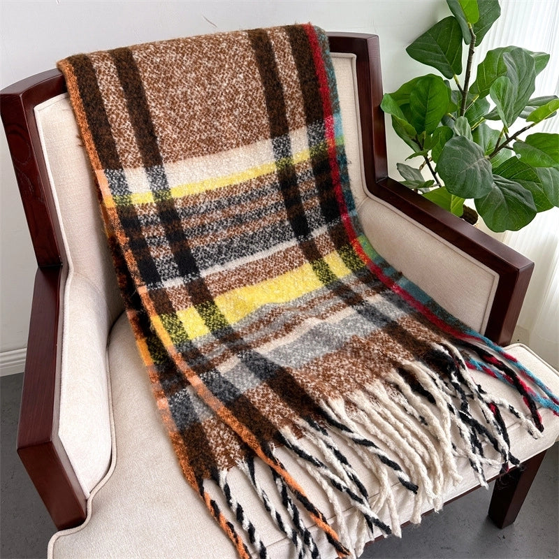 Women's Business Basic Streetwear Plaid Polyester Tassel Scarf