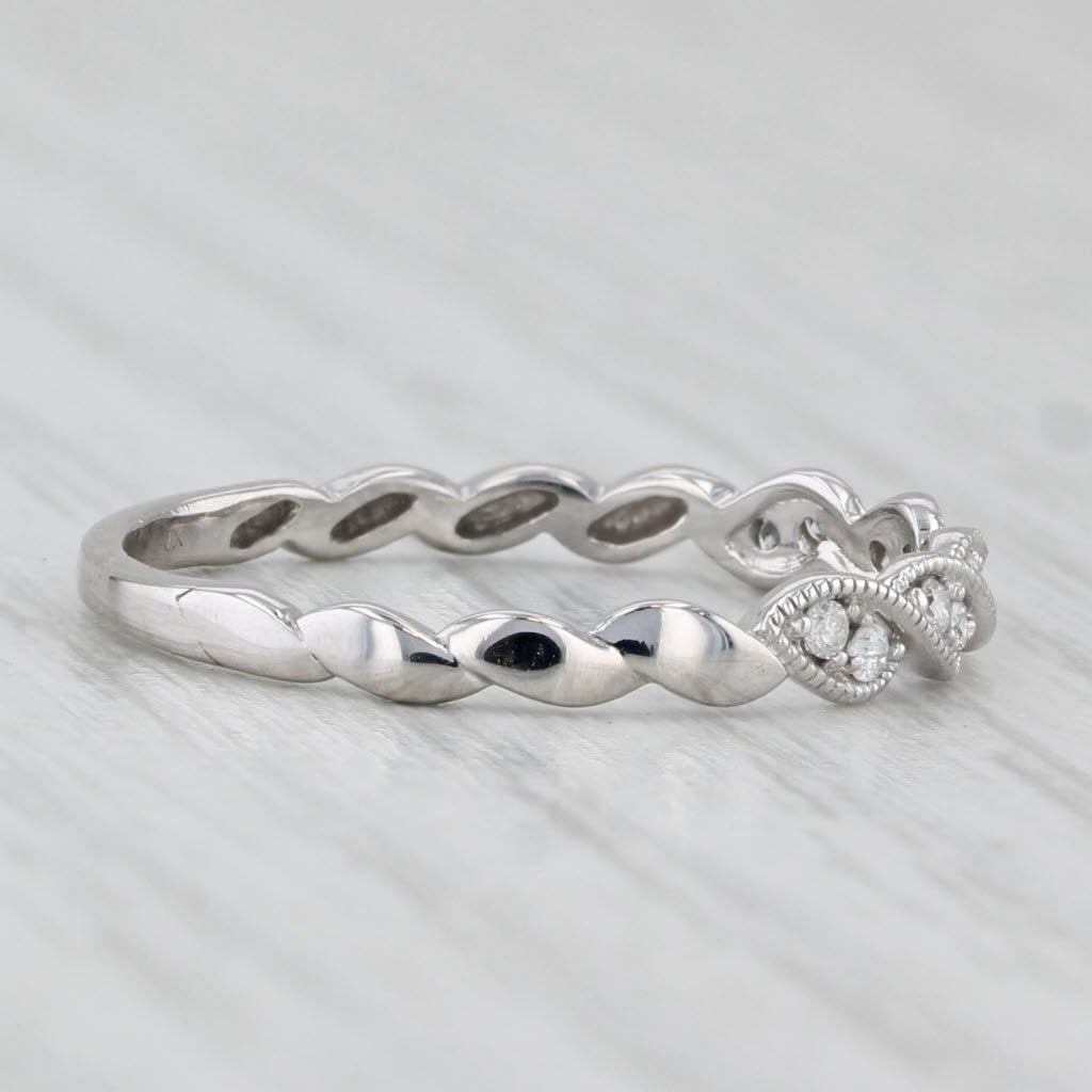 0.10ctw Diamond Wedding Band 10k White Gold Stackable Ring Size 7.5