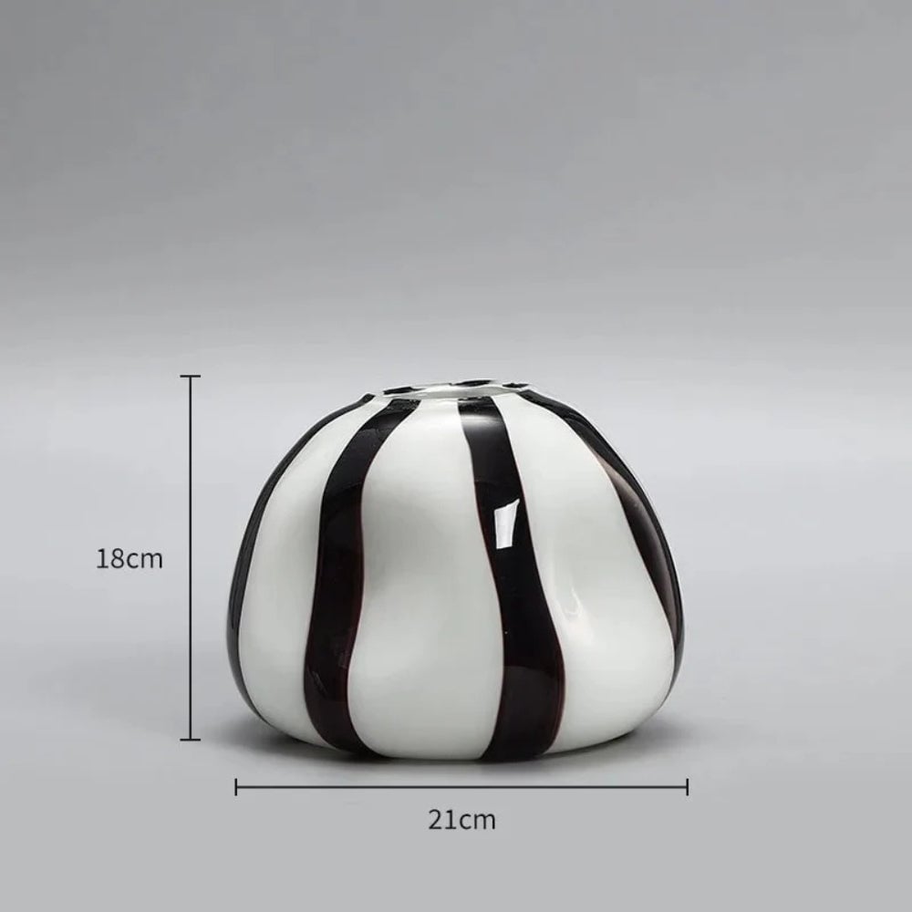 Thurid Glass Striped Pumpkin Vase