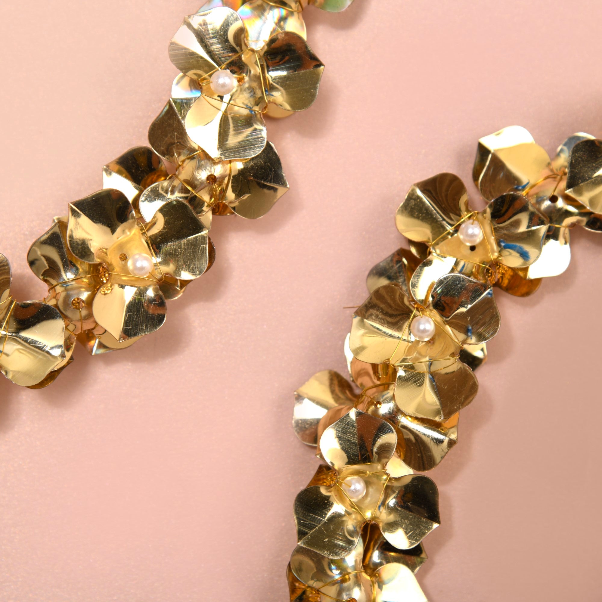 Wall Hanging Gold Flower Wreath Set Of 2 8 Inch
