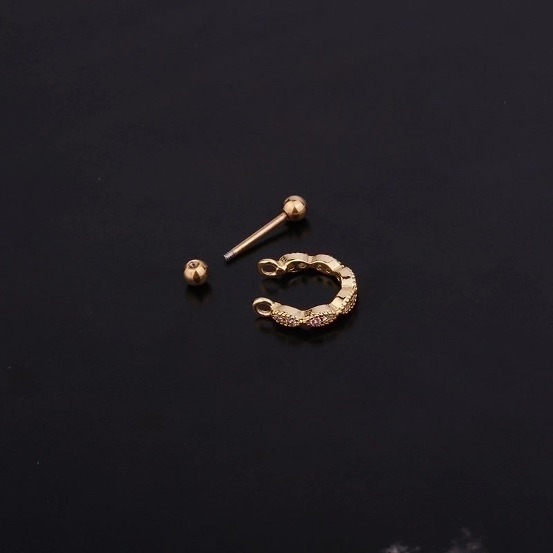 Ear Cartilage Rings & Studs Fashion U Shape 316L Stainless Steel  Copper Inlaid Zircon