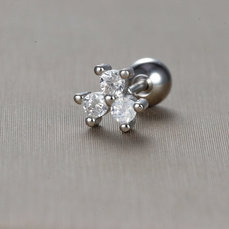 1 Piece Minimalist Star Heart Shape Crown Plating Inlay Stainless Steel Zircon Ear Studs