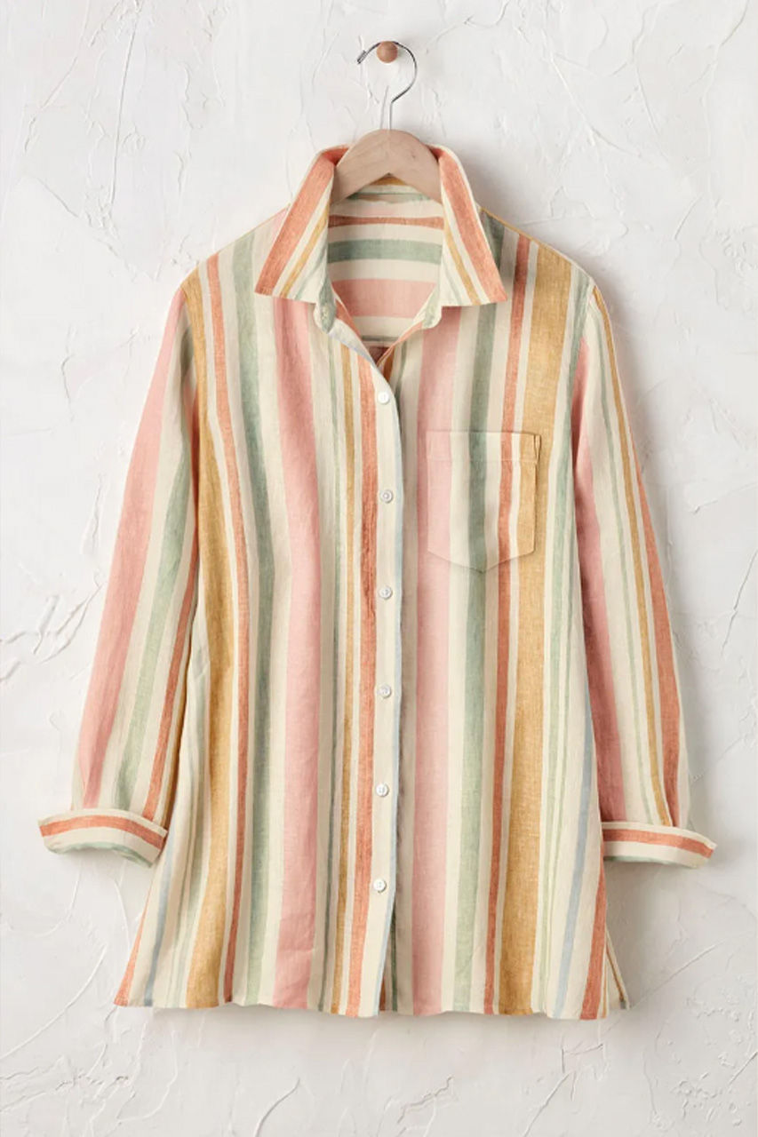 Sunrise Striped Linen Big Shirt