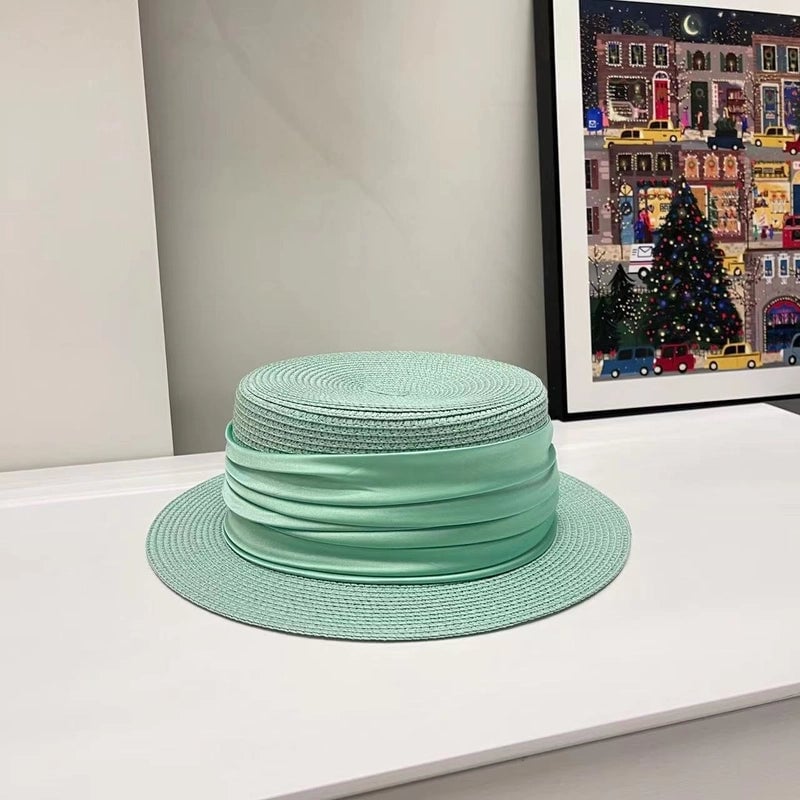 Women's Elegant Minimalist Color Block Wide Eaves Straw Hat