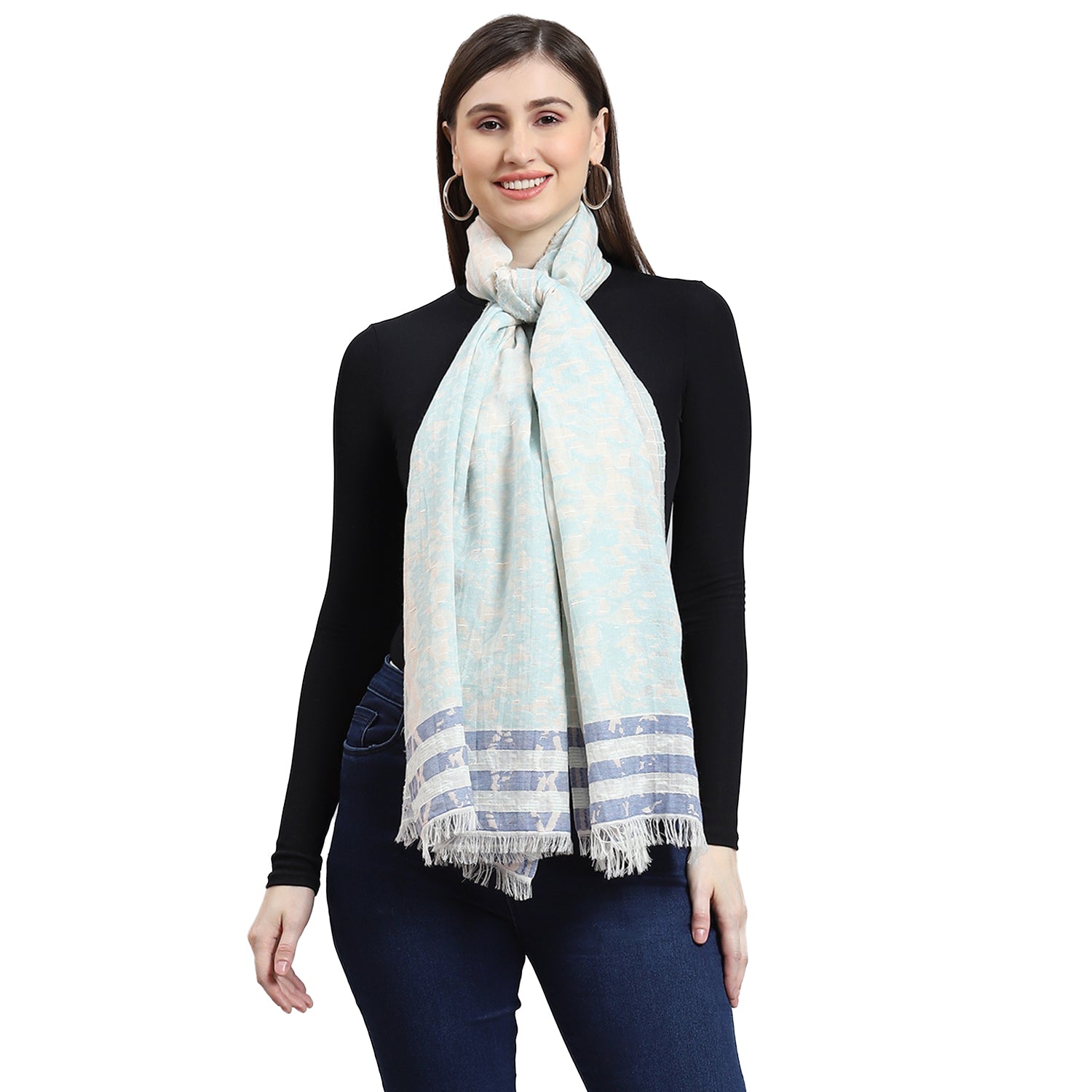 Women Blue Self Design Stole