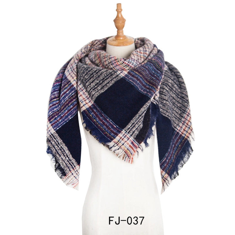 Autumn And Winter New Ring Yarn Thickened Double-sided Lattice Prick Scarf Scarf Women's Scarf Shawl Manufacturers