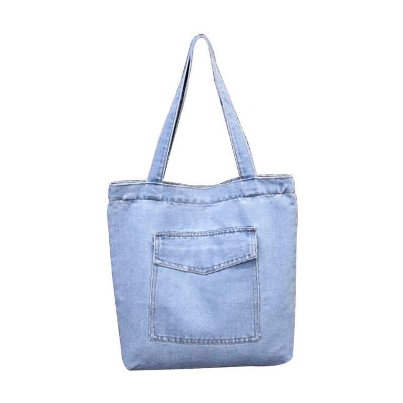 New Large Capacity Shoulder Bag Women's Casual Street Canvas Denim Shoulder Bag Shopping Bag Handbag