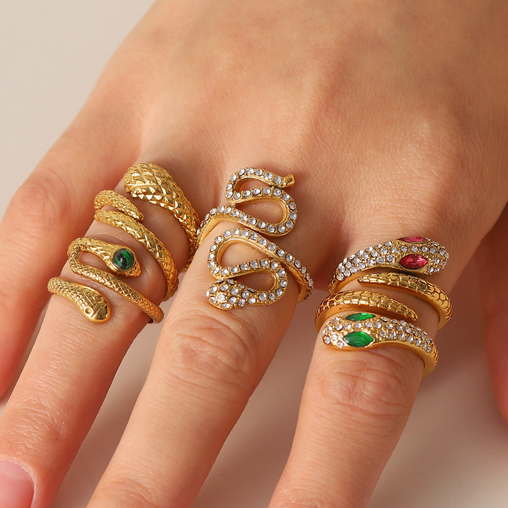 Women IG Style Stainless Steel 18K Gold Plated Rings