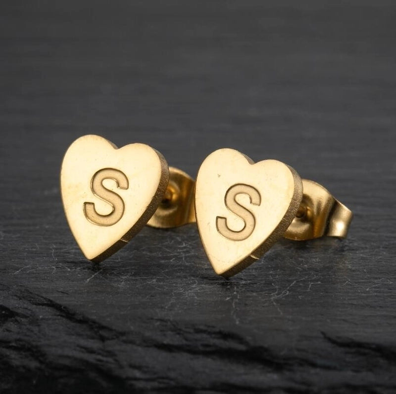 1 Pair Fashion Letter Heart Shape Plating 304 Stainless Steel 18K Gold Plated Ear Studs