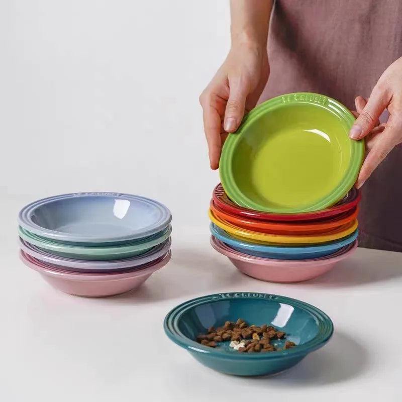 Color ceramic 6-inch pre meal tray. cat tray. dog tray. cervical spine protection. anti blackening chin. drinking water tray