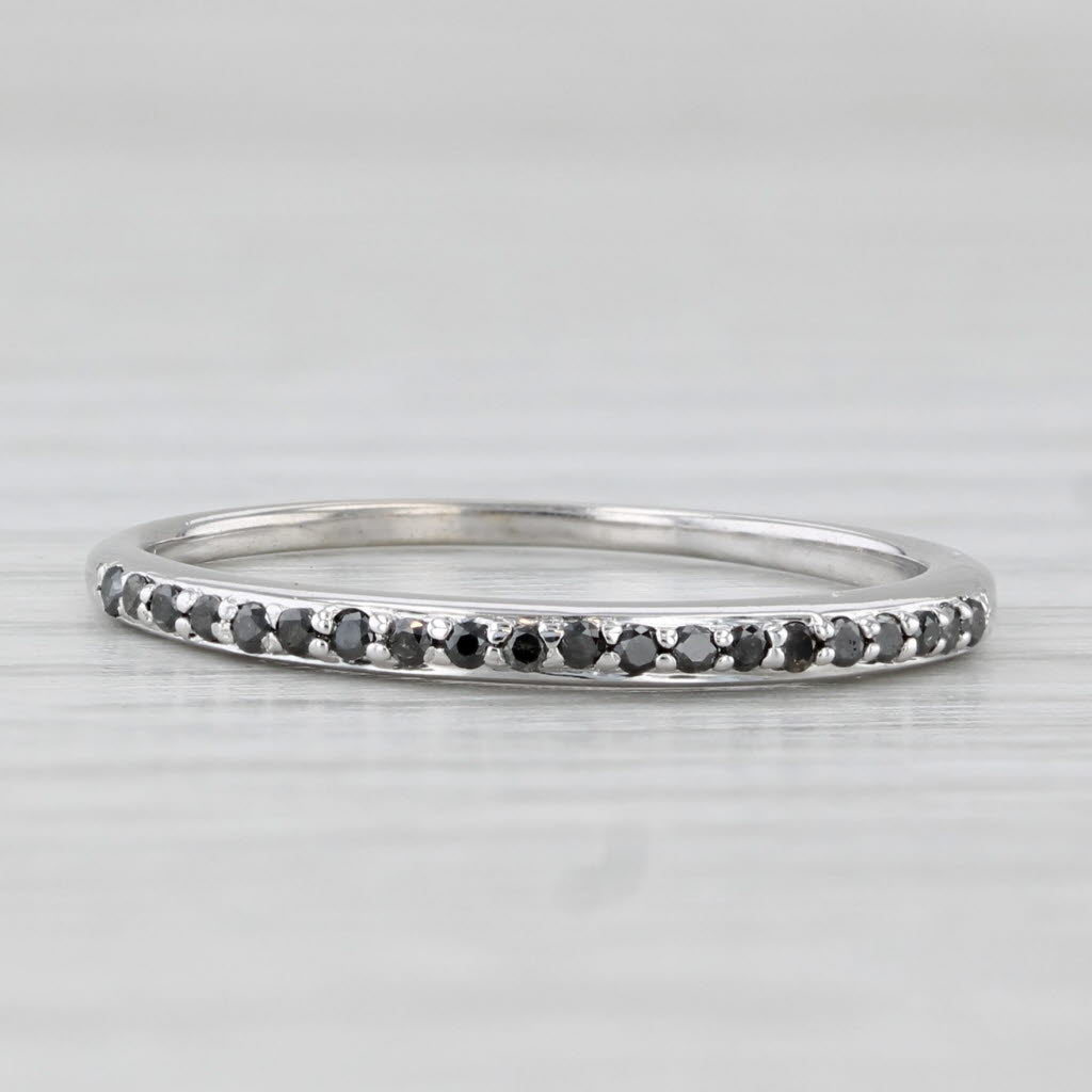 0.10ctw Black Diamond Band 14k White Gold Sz 7.25 Bridal Wedding Stackable Ring
