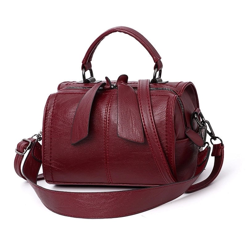Women's Pu Leather Solid Color Vintage Style Square Zipper Handbag