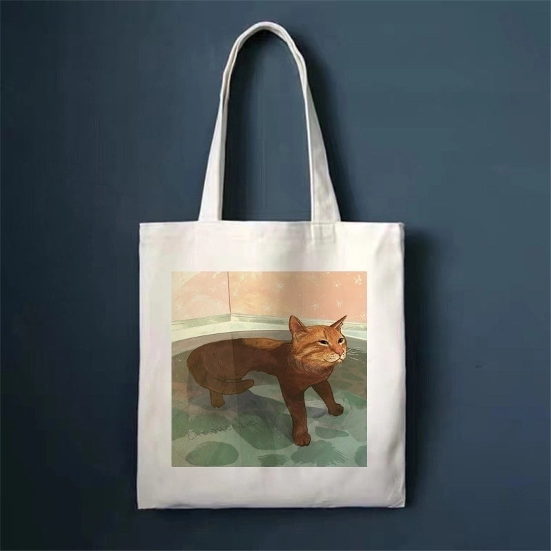Women's Minimalist Cat Shopping Bags