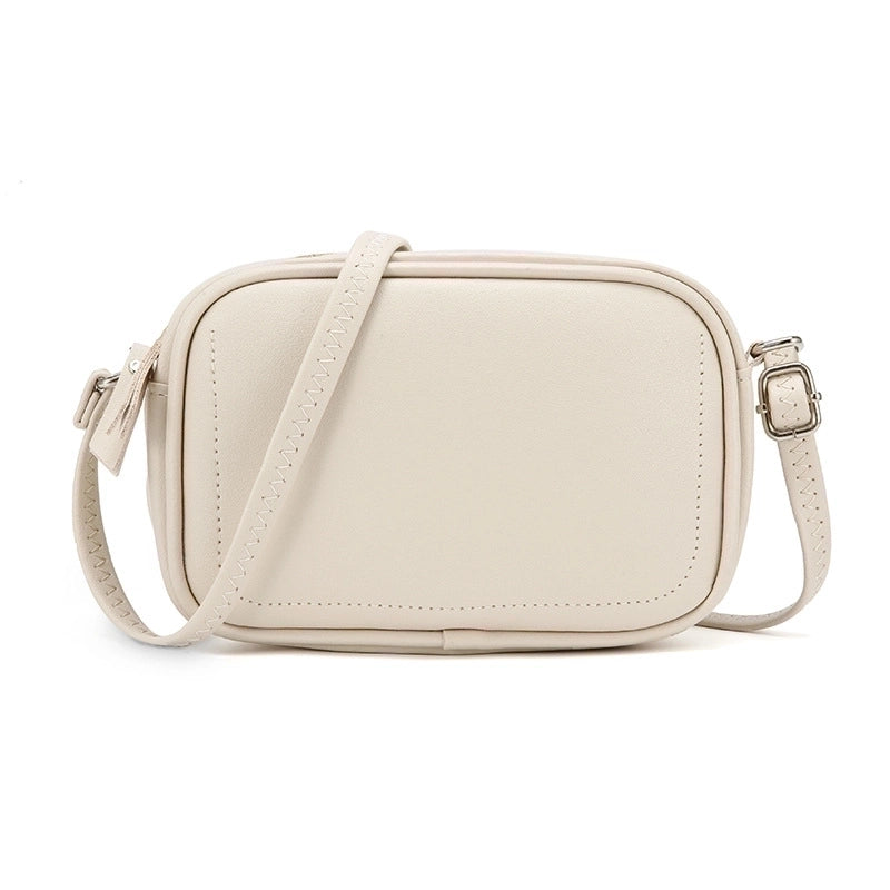 Women's Medium Pu Leather Solid Color Classic Style Oval Zipper Shoulder Bag