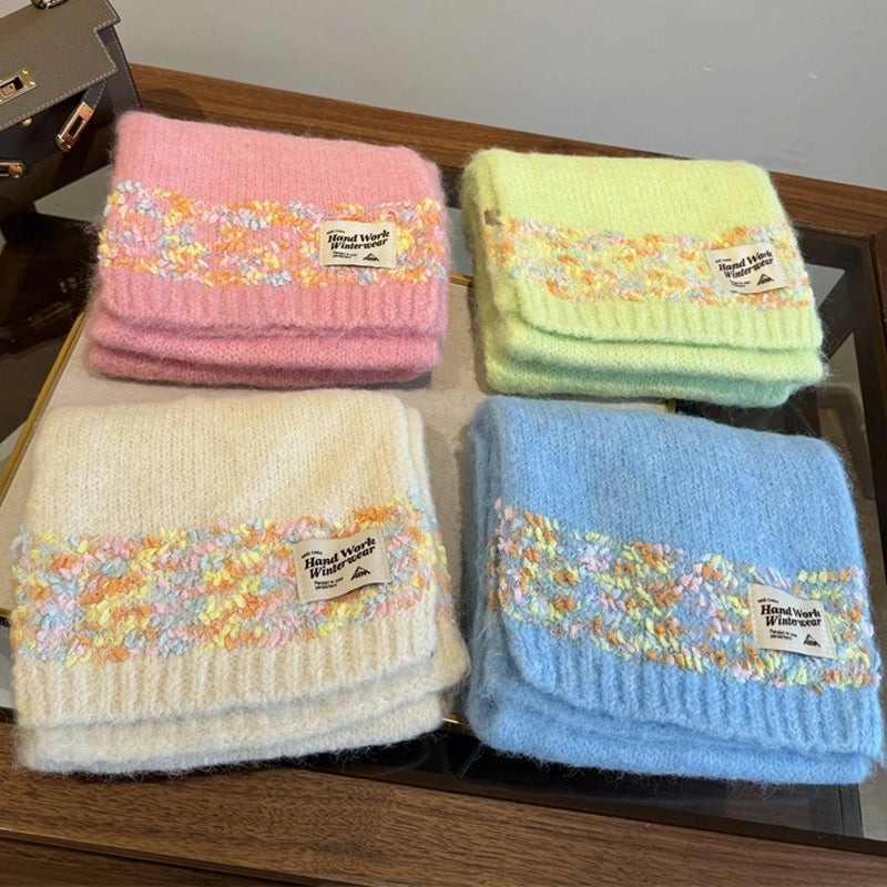 Women's Cute Lady Letter Solid Color Knit Scarf