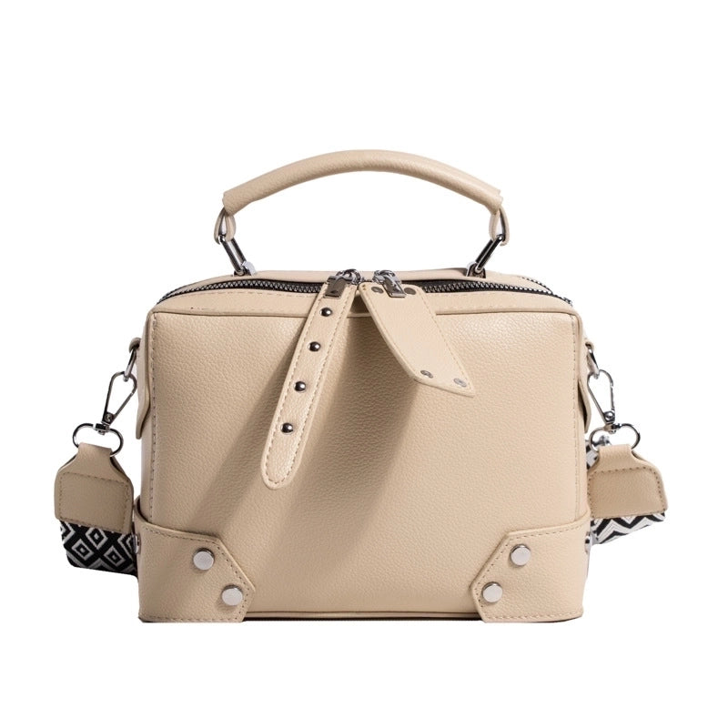 Women's Small Pu Leather Waves Solid Color Streetwear Square Zipper Square Bag