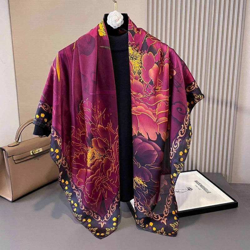 Women's Vintage Style Letter Color Block Polyester Silk Scarves