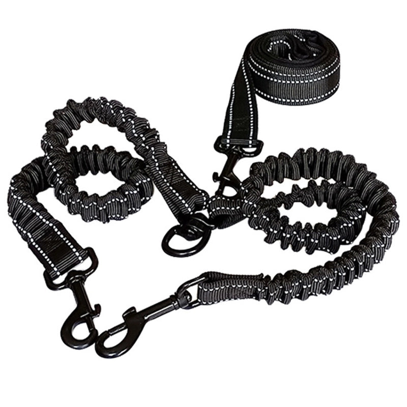 One Drag Two Leash 2 Dog Leash Elastic Buffer Dog Chain Reflective Leash Dog Leash Dog Leash Double Leash