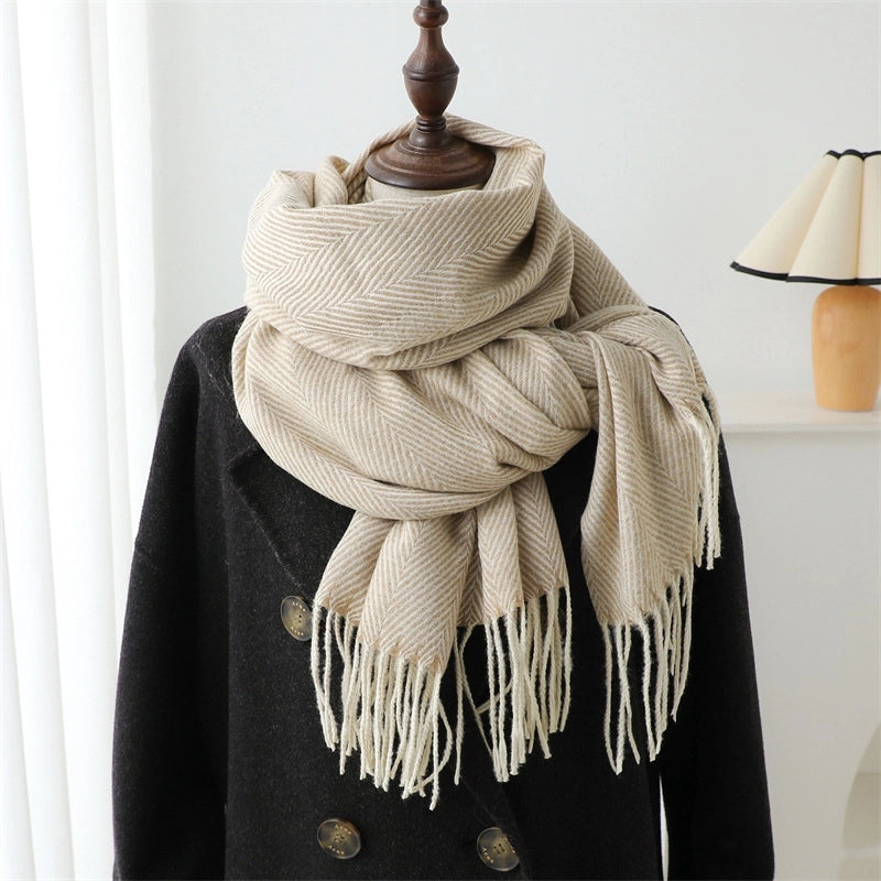 Women's Elegant Basic Lady Stripe Imitation Cashmere Polyester Scarf