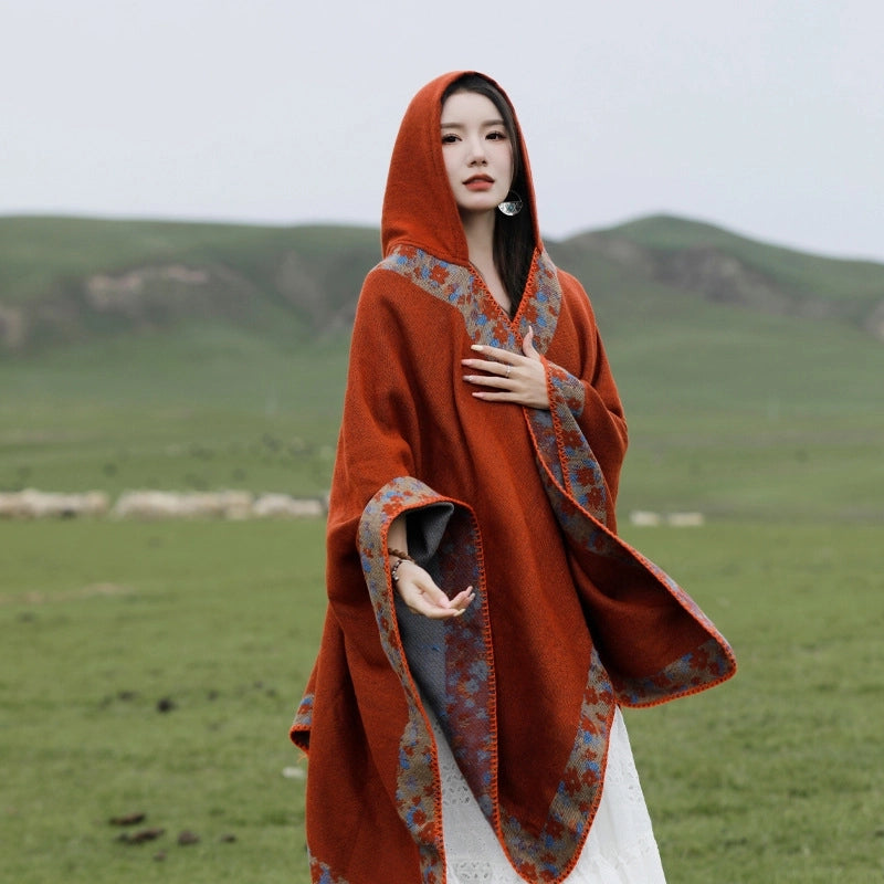 Women's Retro Ethnic Style Flower Artificial Wool Acrylic Shawl