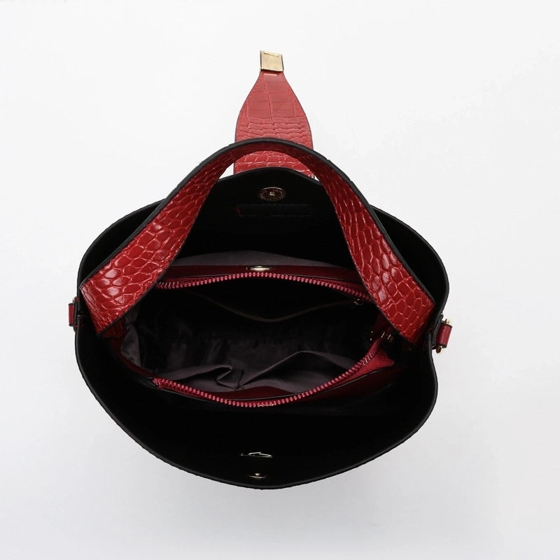 Women's Medium Pu Leather Solid Color Fashion Bucket Lock Clasp Crossbody Bag