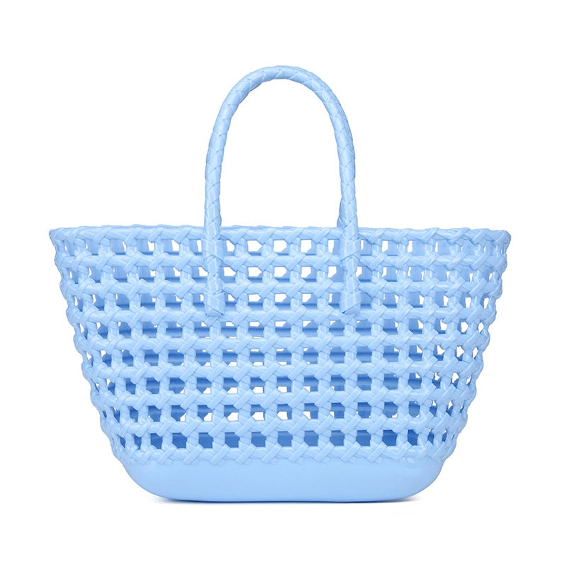 Women's Large PVC Solid Color Vacation Classic Style Bucket Open Handbag