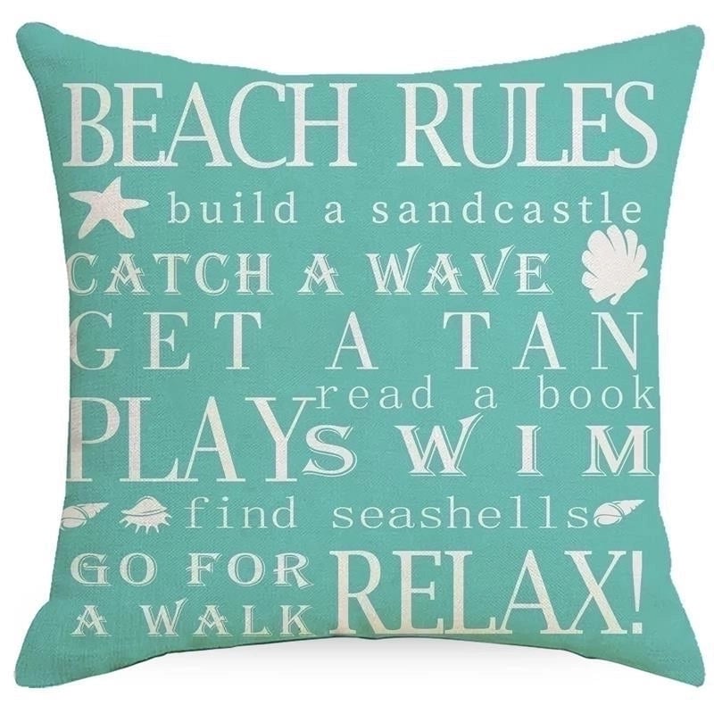 Minimalist Classic Style Commute Letter Ocean Linen Pillow Cases