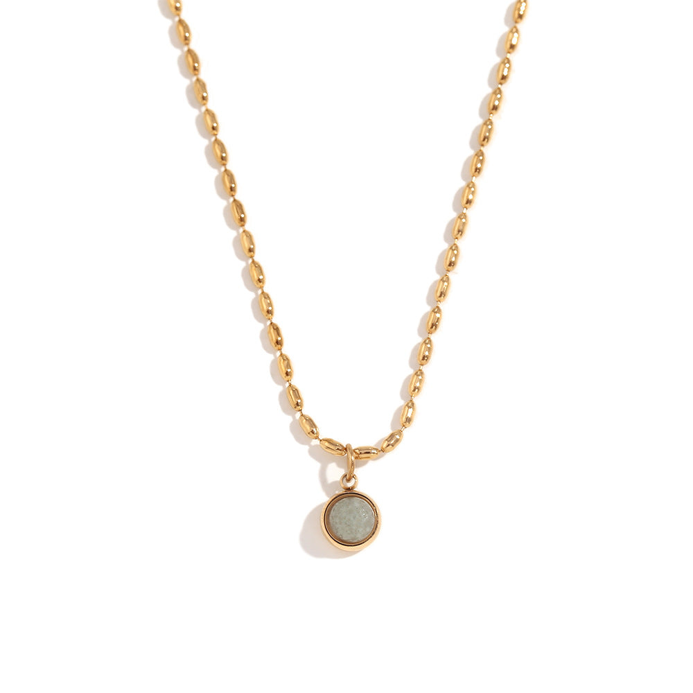 Minimalist Round Geometric Stainless Steel 18K Gold Plated Necklaces