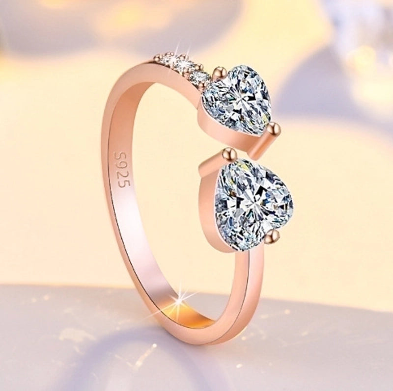Minimalist Geometric Copper Plating Inlay Artificial Gemstones Rings