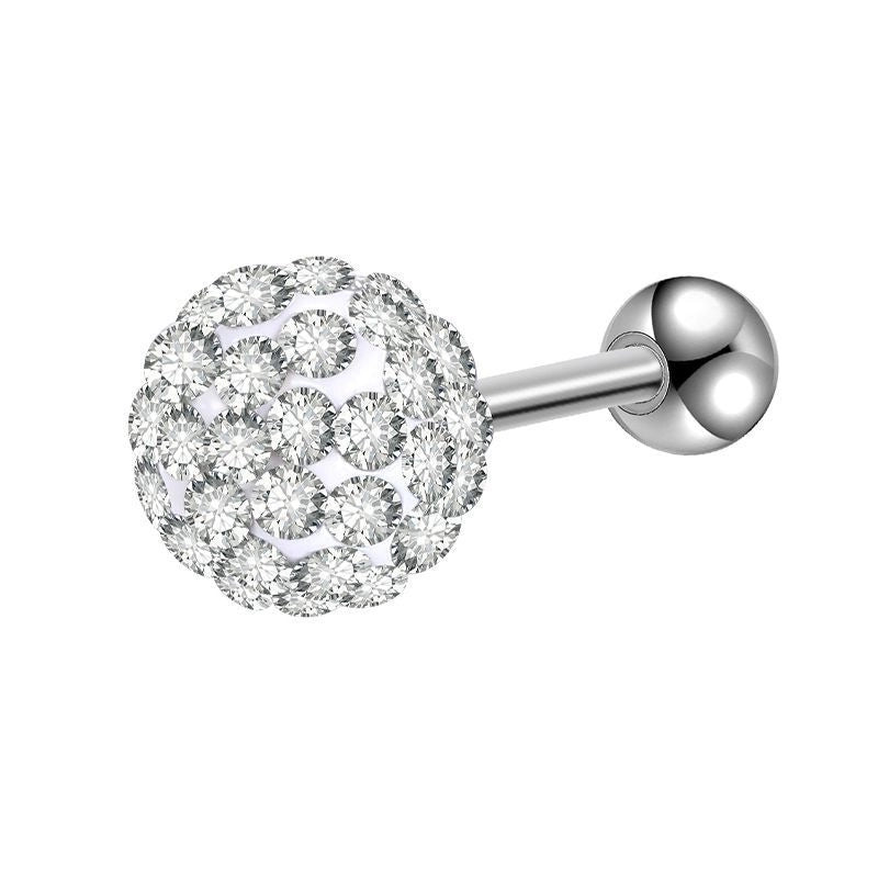 Minimalist Solid Color Stainless Steel Inlay Artificial Diamond Ear Studs 1 Piece
