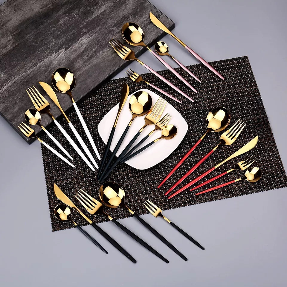 Black/Golden (4406)24 PCs Premium Steel Cutlery Set