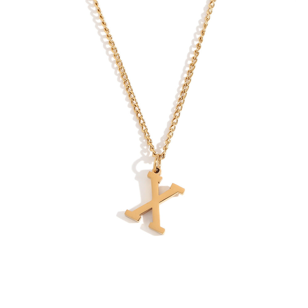Fashion Letter Number Geometric Text Stainless Steel 18K Gold Plated Necklaces