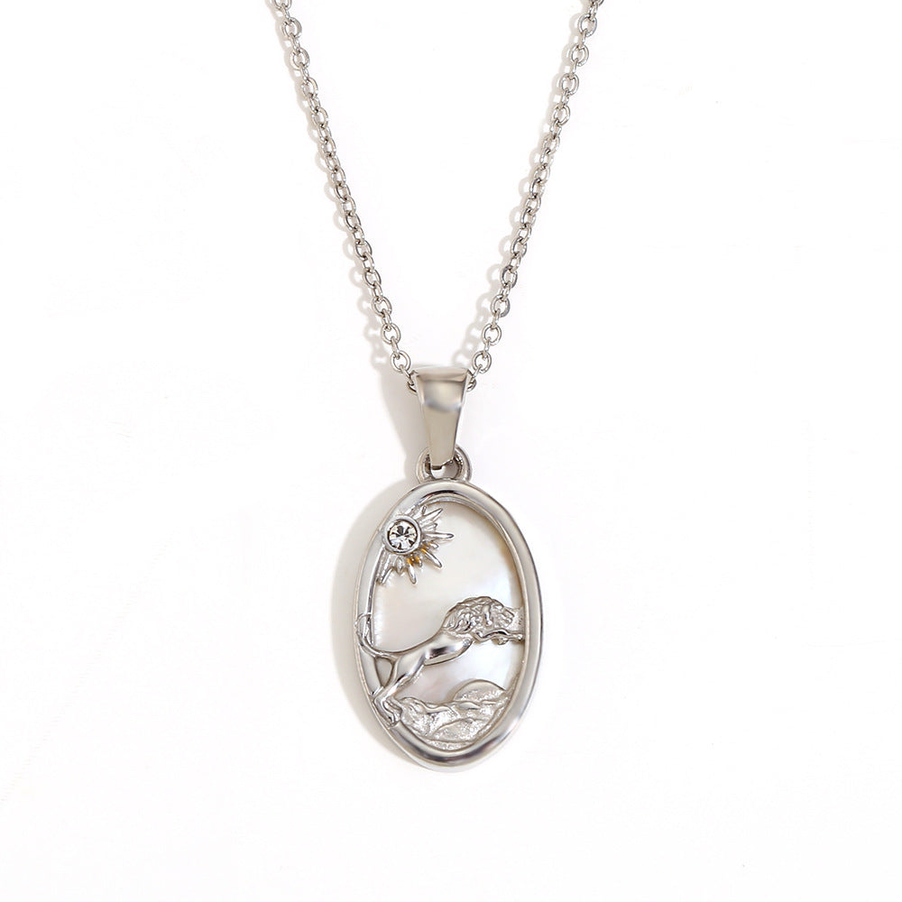 Niche Retro Pendant Stainless Steel 18K Gold Plated Red Agate Love Flower Manta Ray Necklace Female