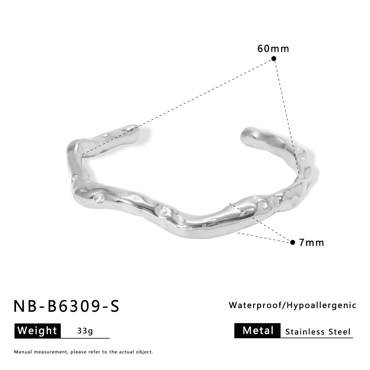 Ins Stainless Steel Zircon Pearl Bracelet C-Shaped Wave Line Open Gold-Plated Bracelet Design Female