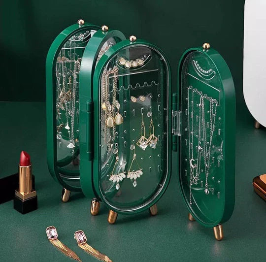 4 Doors Portable Jewelry Organizer With Mirror