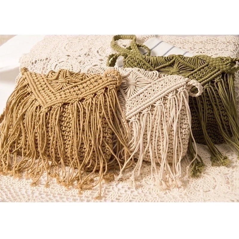 Women's Medium Spring&summer Cotton Rope Vacation Straw Bag