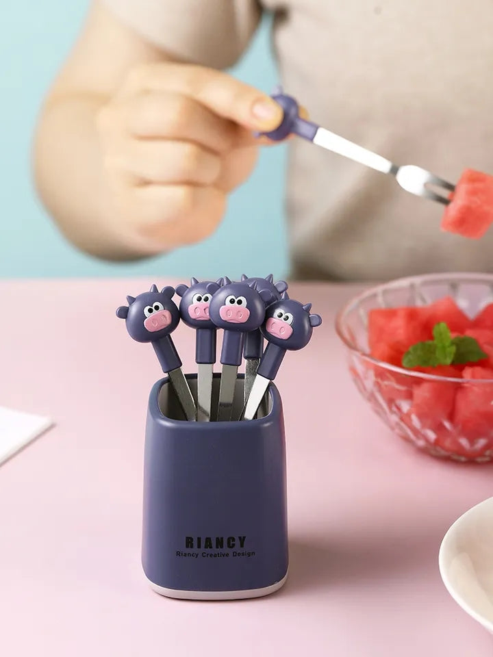 6IN1 CARTOON FRUITS FORK SET