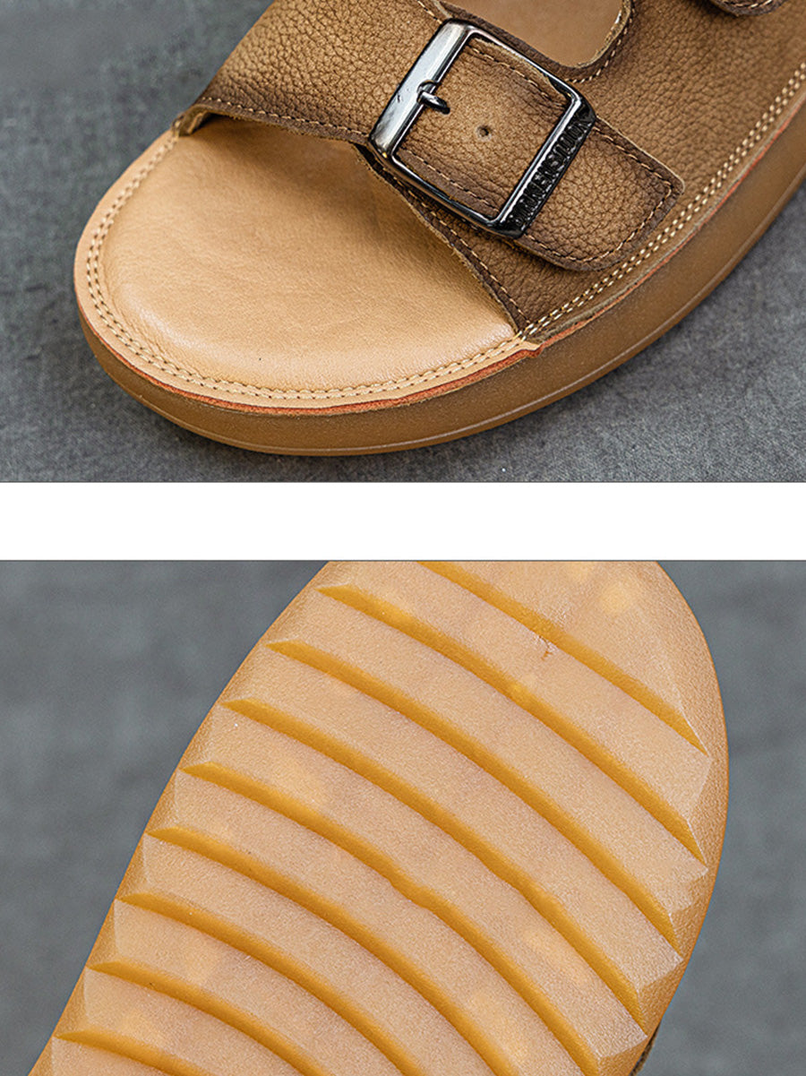 Women Summer Casual Genuine Leather Flat Slippers