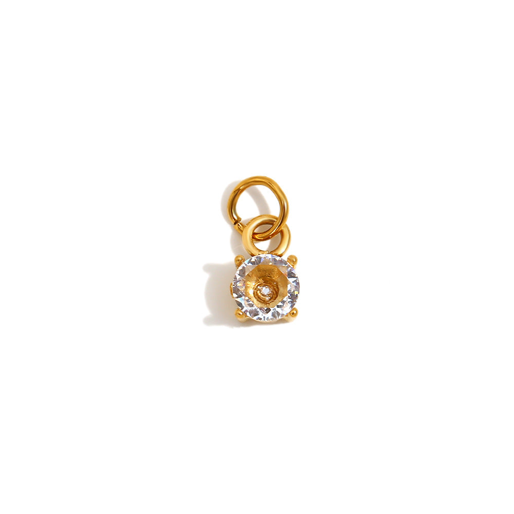 Simple And Versatile Colorful Diy Accessories Pendant Stainless Steel Plated 18K Gold Small Gemstone Pendant