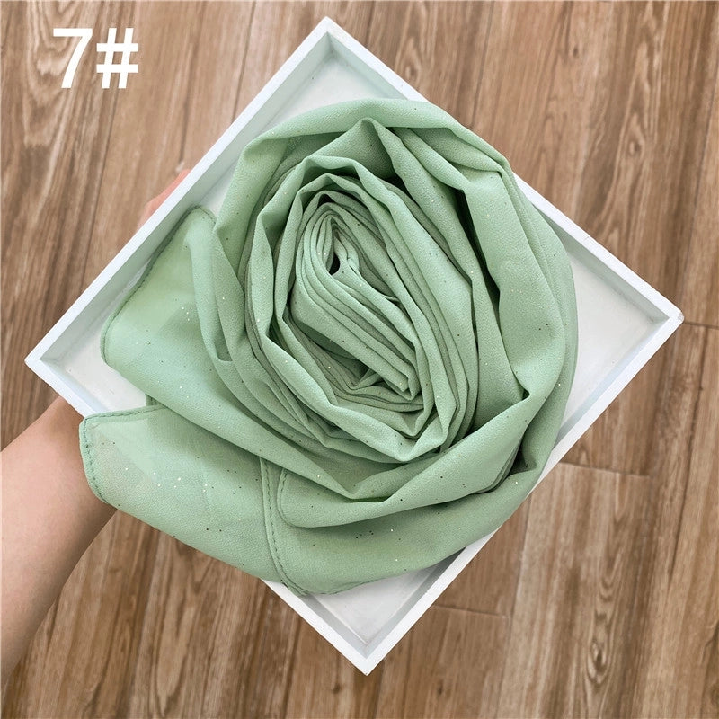 Solid Color Sprinkling Gold Pearl Chiffon Chiffon Fashion Sprinkling Gold Scarf Women's Toe Chiffon Glitter Scarf