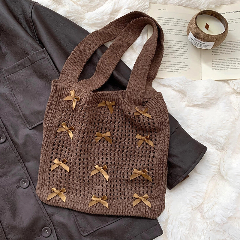 Women's Medium Polyester Solid Color Cute Preppy Style Bucket Open Shoulder Bag