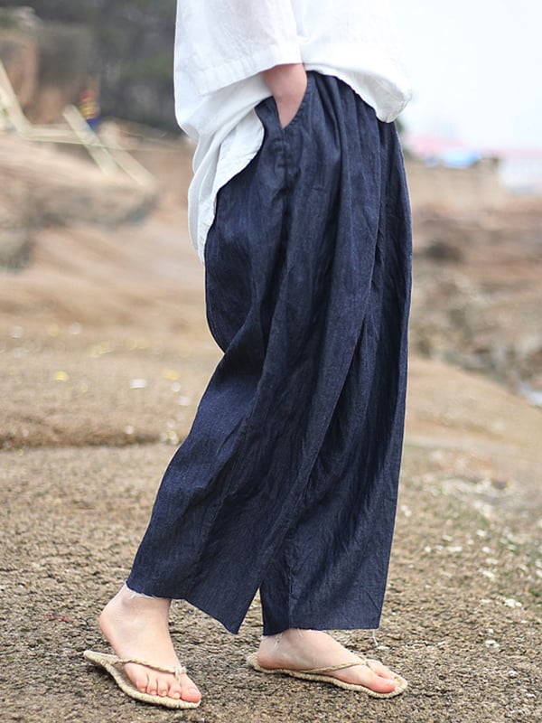 Vintage Loose Denim Color Wide Leg Jean Pants
