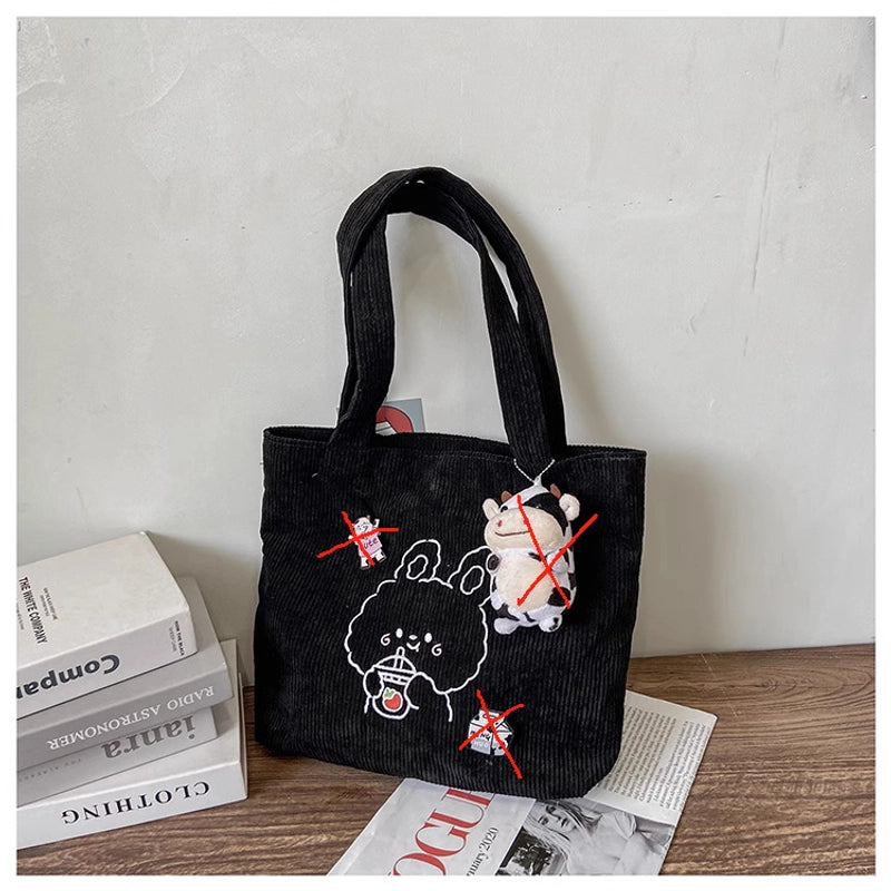 Women's Large Nylon Cartoon Bear Cute Square Open Shoulder Bag