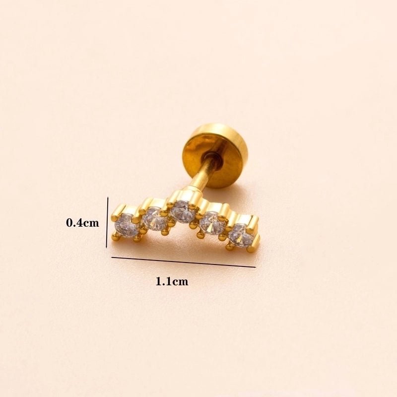 1 Piece Ear Cartilage Rings & Studs Minimalist Classic Style Heart Shape Snake Butterfly Copper Polishing Inlay Zircon 18K Gold Plated Ear Cartilage Rings & Studs