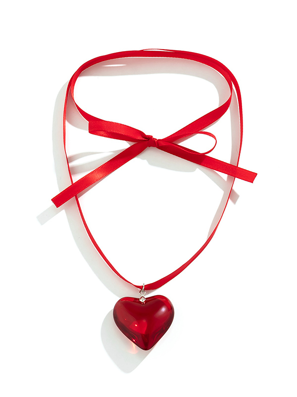 Heart Shape Streamer Tied Necklaces Accessories
